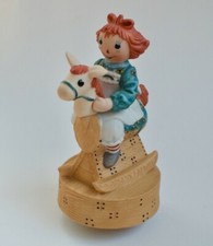 Vintage 1982 Schmid Raggedy Ann Porcelain Music Box Rocking Horse This Old Man