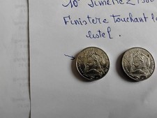 2 pieces de 10f jimenez nickel 1986 finistere touchant le listel