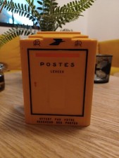 Tirelire Boîte aux lettres ancienne jaune et bleue La Poste, publicitaire