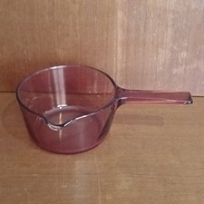Ancienne Casserole En Verre fumé, Corning Vision, Bec Verseur, 1,5L,1970