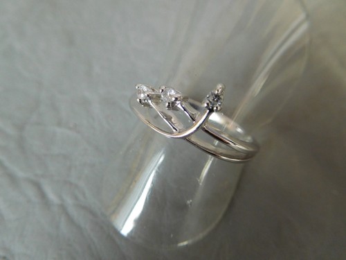 Bague anneau triangle pierre - 3,