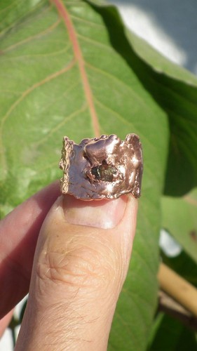 Bague moldavite cuivre - moldavite, /