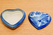 vintage COEUR fleur BLEUE GRES