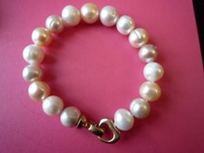 SUPERBE BRACELET PERLES CULTURE EAU DOUCE 3 TONS PASTEL ROCOCO 11MM/