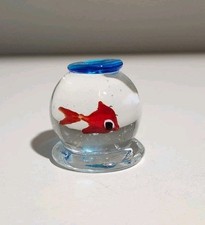 Murano Poisson Dans Son Bocal. Presse PAPIER VINTAGE Signé MURANO