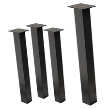 Lot de 4 pieds de table H72 cm gris foncé forme I inclinés profl 8x8 cm acier