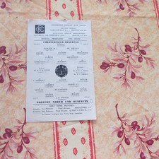 Chesterfield Res v Preston Res Central Lge 1958/9 - Feuille unique