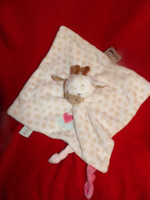 Doudou Plat Nattou Vache Beige Rose Coeur Neuf Jamais Servi