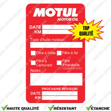 Autocollant Entretien Voiture MOTUL Changement Huile Filtre Étiquette Etanche