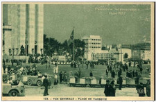 K57 - top CPA EXPO PARIS 1937 VUE GENERALE PLACE DE VARSOVIE ANIME DRAPEAU NAZI