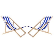 Chaises longues Confort 2x universelles plage balcon terrasse bleu rayé CL2023