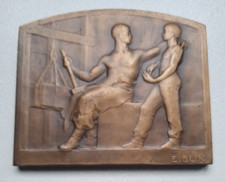BLACKSMITH and APPRENTICE  FRENCH ART MEDAL by BLIN