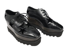 Chaussures Stella McCartney Femme (EU) 38 Noir Lacé Velours Étoile Wedge Derby