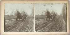 Paysan avec son cheval et sa charette Photo Stereo Vintage Citrate