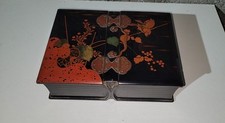 Ancien Coffret en bois laqué décor Japon,coffret,boite à bijoux,