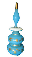 Flacon à Parfum Opaline Bleue dorure XIX Charles X Clichy baccarat Antique