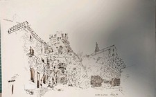 Pierre Millous, Dessin À L'encre, Paysage, Crillon-le-Brave