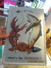 Plaque en Tôle Peinte Bière Guinness My Goodness aux Crabes Poisson déco Bistrot