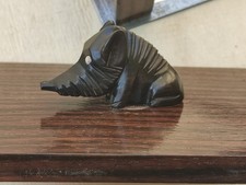 rare Boite Art Déco plaqué palissandre métal chromé SANGLIER Bijoux vide-poche