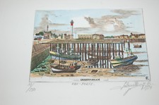 EAU FORTE ORIGINALE AQUARELLEE 14 X 10 - OUISTREHAM , numéroté signé  Lalouette 