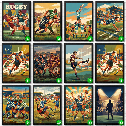 Poster affiche rugby vintage - poster,