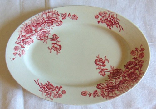 Plat ovale faience - faience, bordeaux