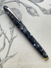 Ancien Stylo Plume Aspect Nacré Noir - Plume Or 14K  USA