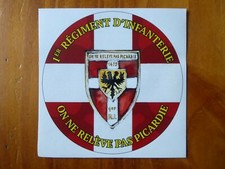 AUTOCOLLANT STICKER AUFKLEBER ARMEE TERRE 1er REGIMENT D'INFANTERIE PICARDIE