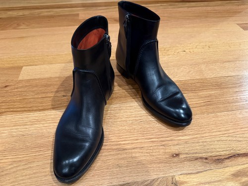 Santoni black leather ankle - santoni,