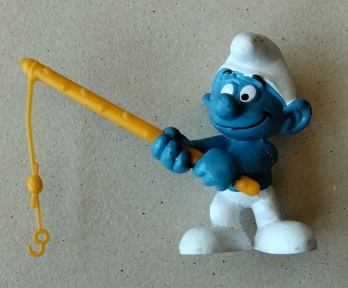 Figurine schtroumpf pêcheur - figurine,