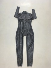 Catsuit Latex Caoutchouc Pur Noir Overall Zentai Combinaison De Course S-XXL