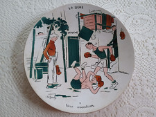 1. UNE VOCATION Assiette LA BOXE F.M. made in France illustrateur Charles Genty