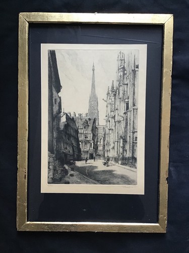 Gravure eau forte rue - eau, de