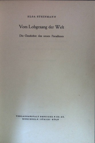 Vom lobgesang der welt die - vom, welt:
