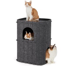 Niche pour Chat dIntérieur, Nid de Chat Grande Maison à 2 Étages, Grotte Conf...