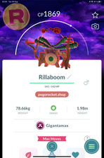 Gmax Rillaboom Dark Skies Background Gigantamax Go Reg or 1M FAST TRADE