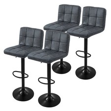 Lot de 4 tabourets de bar rembourrées simili anthracite chaise hauteur réglable