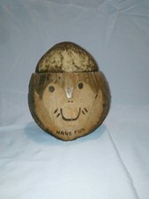 Carved Coconut Monkey Drink Holder/Piggy Bank With Top