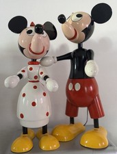 MICKEY et MINNIE MOUSE WOOD FIGURINE BANK  MADE IN SPAIN VILA SOLDEVILA