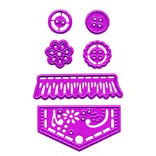 CUTTING DIES 6 MATRICES DE DECOUPES+EMBOSSAGE DECORS BOUTONS 1,3 à 5,5cm 062