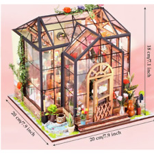 Kit Miniature Maison de Jardin DIY, Serre en Verre avec Fleurs et Accessoires, 