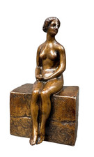 Rare Bronze Sculpture by Ary Bitter, Seated Nude Woman, 1930s Art Deco Statue