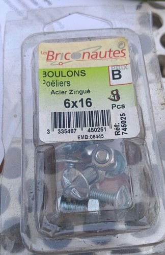 Boulons poeliers 6x16mm mm - poeliers,