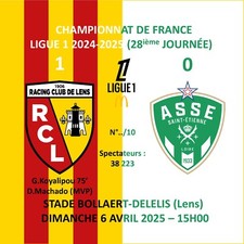 MAGNET  FOOT MATCH RC LENS / AS SAINT-ETIENNE LIGUE 1 2025-04-06 COLLECTION