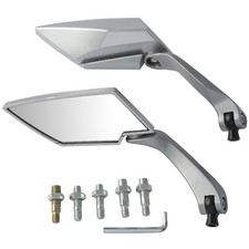 Retroviseurs Couple Miroir Moto Scooter Custom Noir A-Pro Adaptateur Argent