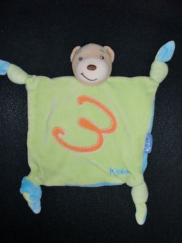 Doudou plat ours - plat, vert