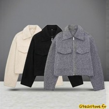 Veste Grise Femme Vintage à