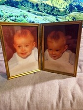 Cadre ancien , métal doré photographie papier enfant , vintage art déco 