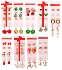 LOT 4 PAIRES BOUCLE D'OREILLE BIJOUX NOEL SAPIN COURONNE REINES BOTTES PERE NOEL