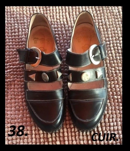 Chaussure brides cuir noir - brides,